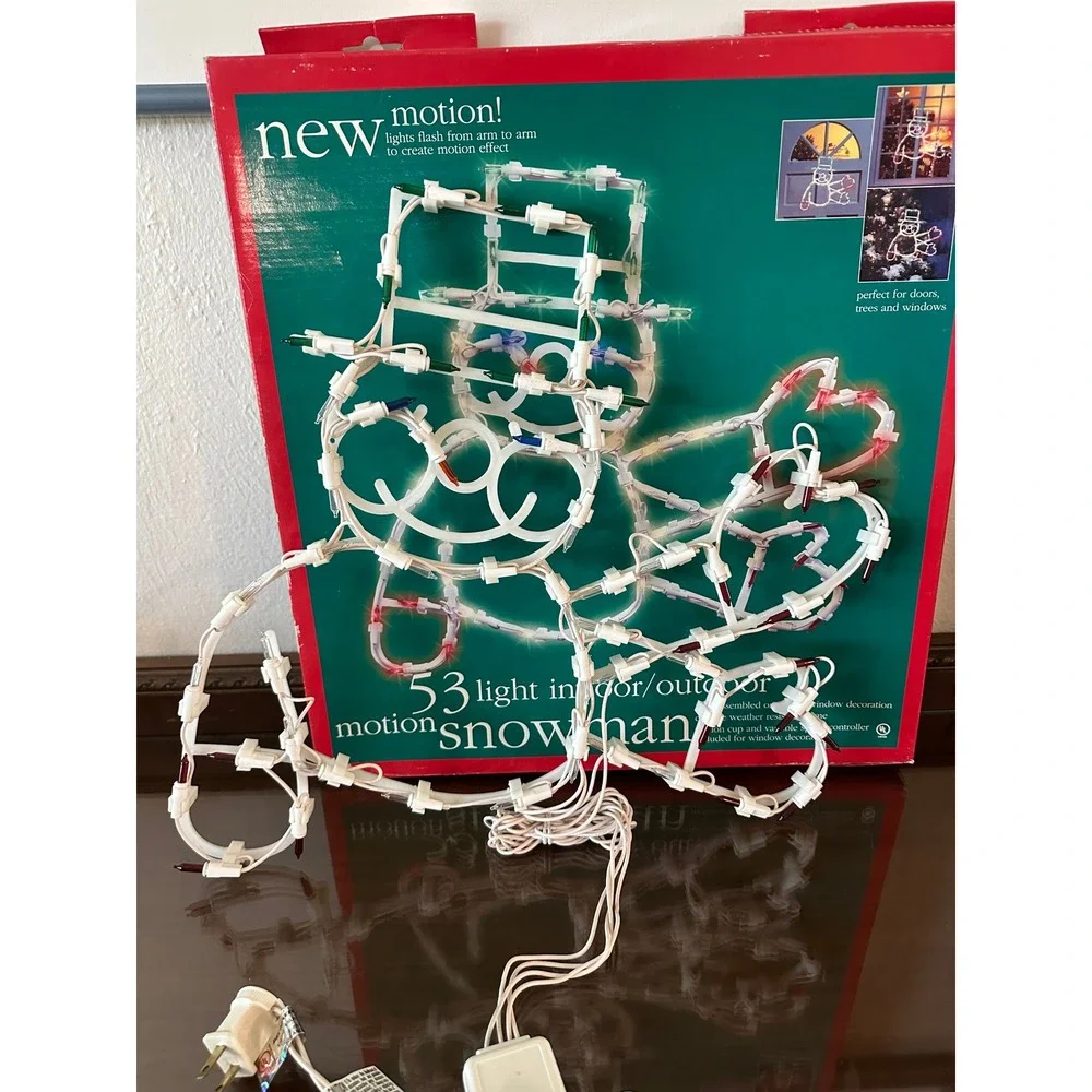 Vtg Motion Snowman Christmas Window Light‎ 53 Multi Color Lights Indoor Outdoor